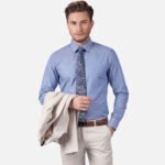 חולצה מכופתרת כחול אפור