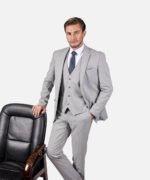 חליפת Roma אפור בינוני משבצת Slim