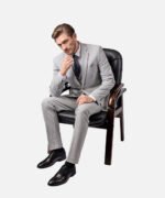 ⁦חליפת Roma אפור בינוני משבצת Slim⁩ – תמונה ⁦2⁩