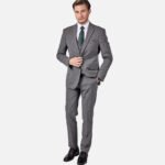 חליפת Roma אפור כהה משבצת Slim