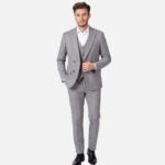 חליפת Milano אפור מלאנג עם פס Slim