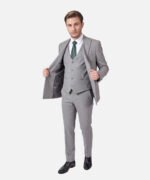 ⁦חליפת Milano אפור מלאנג עם פס Slim⁩ – תמונה ⁦2⁩