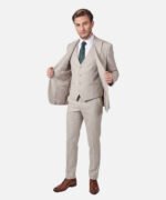 ⁦חליפת Milano ב"ז בהיר עם פס Slim⁩ – תמונה ⁦2⁩