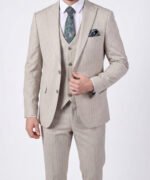 ⁦חליפת Milano ב"ז בהיר עם פס Slim⁩ – תמונה ⁦3⁩